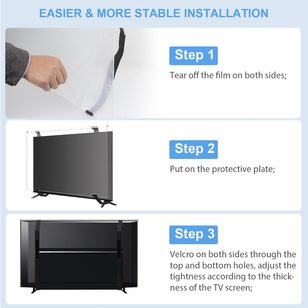 58 Inch TV Screen Protector واقي شاشة تلفزيون 58 بوصة – Anti-Blue Light, Anti-Scratch – حماية للعين للأطفال والحيوانات الأليفة – Easy Install, Clear View
